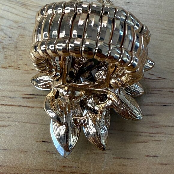 Vine Marquis Stone Aurora Borealis Green Stretch Statement Ring Size 7-8 - Picture 6 of 13